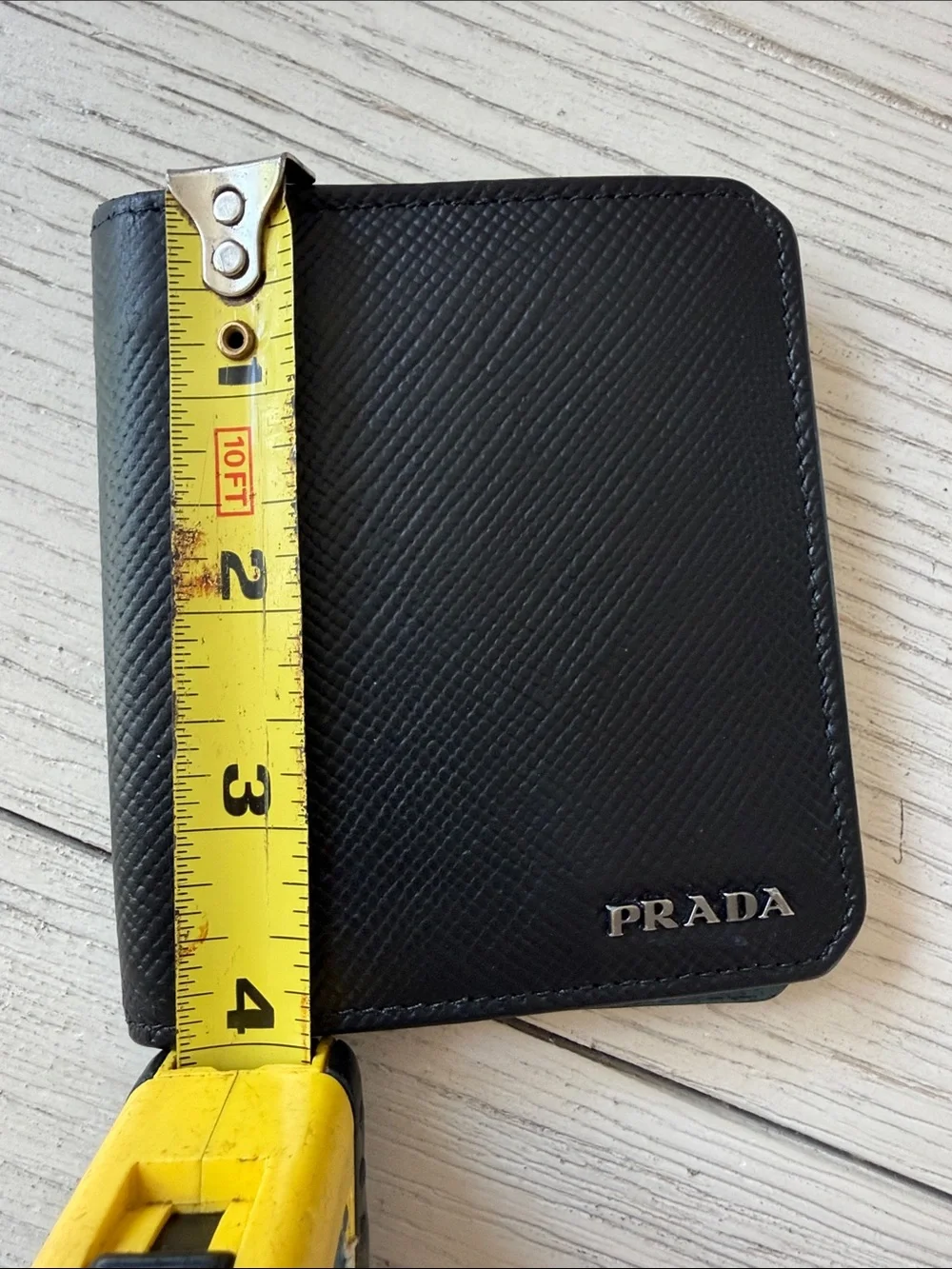 Prada Black Saffiano Leather Bi-Fold Card Holder Wallet